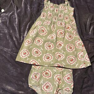 Vintage Y2K Baby Gap Nature Floral Patterned Smocked Tank Sun Dress Bloomers 3T